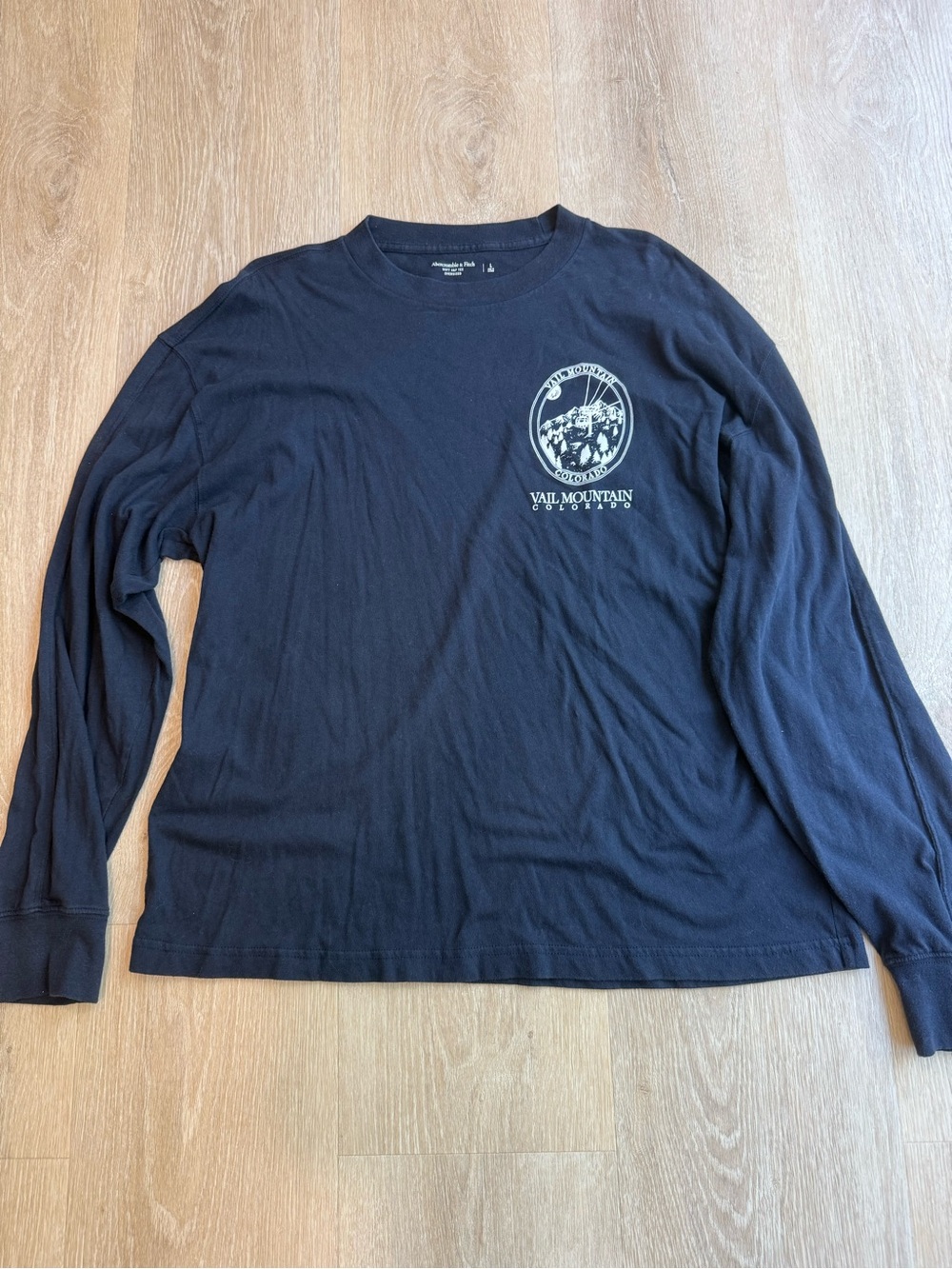 Abercrombie & Fitch Soft A&F Tee Oversized Navy Long Sleeve Graphic Tee